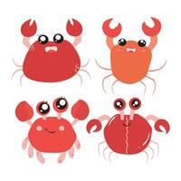 mignonne et marrant Crabe dessin animé personnage isolé dans blanc Contexte. marrant Crabe illustration, mignonne rouge crabe. vecteur