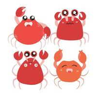 mignonne et marrant Crabe dessin animé personnage isolé dans blanc Contexte. marrant Crabe illustration, mignonne rouge crabe. vecteur