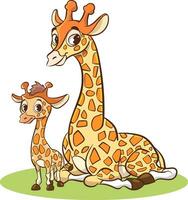 vecteur illustration de mère girafe et bébé girafe