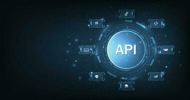 application programmation interface api sur bleu Contexte. vecteur