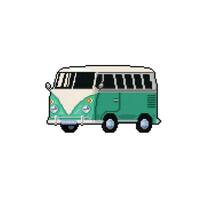 turquoise vieux voiture dans pixel art style vecteur