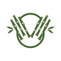 tropical bambou forêt logo, arbre tronc et feuille conception, vecteur illustration symbole
