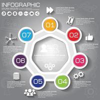 modèle de conception infographique et concept d'entreprise avec 6 options, pièces, étapes ou processus. peut être utilisé pour la mise en page du flux de travail, le diagramme, les options de nombre, la conception Web. vecteur