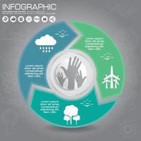 diagramme infographique rond connecté. graphique circulaire avec 3 options. étapes de progression du papier pour un didacticiel en deux parties. bannière de séquence de concept d'entreprise isolé. disposition du flux de travail eps10. vecteur