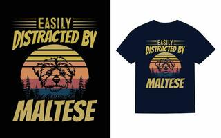 maltais chien T-shirt conception vecteur