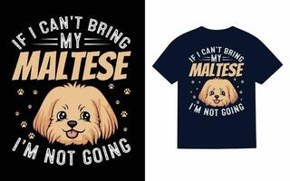 maltais chien T-shirt conception vecteur