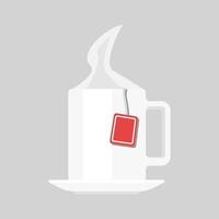 illustration de vecteur de dessin animé objet isolé tasse de thé chaud et sachet de thé