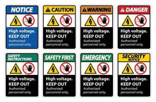 Isoler le panneau de signalisation haute tension sur fond blanc, illustration vectorielle eps.10 vecteur