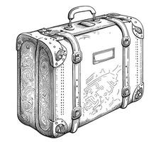 rétro valise esquisser main tiré dans griffonnage style vecteur illustration