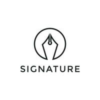 cercle élégant Fontaine stylo Signature écrire logo vecteur