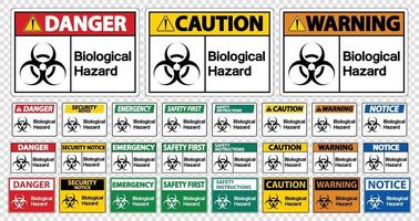 Définir le signe de symbole de danger biologique sur fond transparent vecteur