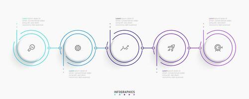 modèle de conception d'étiquettes infographiques vectorielles avec icônes et 5 options ou étapes. peut être utilisé pour le diagramme de processus, les présentations, la mise en page du flux de travail, la bannière, l'organigramme, le graphique d'informations. vecteur