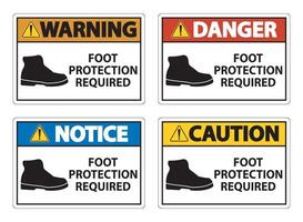 La protection des pieds requise mur symbole signe isoler sur fond transparent, illustration vectorielle vecteur