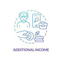 2d pente Additionnel le revenu mince ligne icône concept, isolé vecteur, bleu illustration représentant non-retraite. vecteur