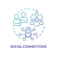 2d pente social Connexions mince ligne icône concept, isolé vecteur, bleu illustration représentant non-retraite. vecteur