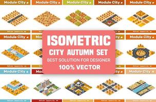 ensemble isométrique de blocs module de zones de l'automne vecteur