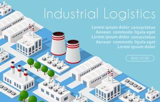 modèle illustré de ville isométrique 3d de logistique industrielle vecteur