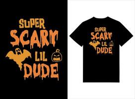 super effrayant p'tit mec Halloween T-shirt conception vecteur