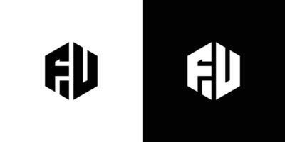 lettre F u polygone, hexagonal minimal et professionnel logo conception sur noir et blanc Contexte vecteur