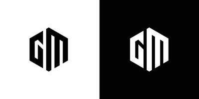 lettre g m polygone, hexagonal minimal et professionnel logo conception sur noir et blanc Contexte vecteur