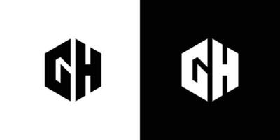 lettre g h polygone, hexagonal minimal et professionnel logo conception sur noir et blanc Contexte vecteur