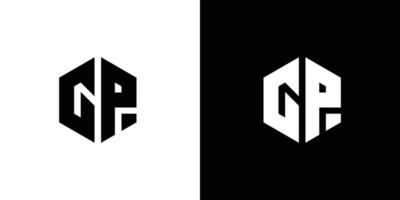 lettre g p polygone, hexagonal minimal et professionnel logo conception sur noir et blanc Contexte vecteur