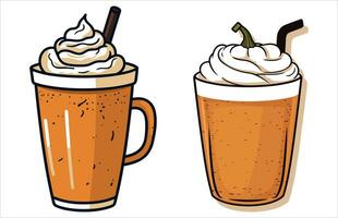citrouille pimenter latté café vecteur, tomber latté café illustration, l'automne café vecteur