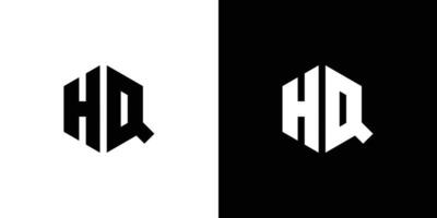 lettre h q polygone, hexagonal minimal et professionnel logo conception sur noir et blanc Contexte vecteur