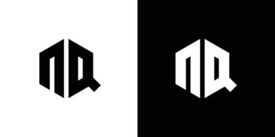 lettre n q polygone, hexagonal minimal et professionnel logo conception sur noir et blanc Contexte vecteur