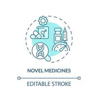 roman médicaments turquoise concept icône. amélioration de clinique essais. génome recherche. avantage de précision médicament abstrait idée mince ligne illustration. isolé contour dessin. modifiable accident vasculaire cérébral vecteur