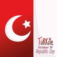 jour de la république de turquie, emblème national du drapeau avec carte d'ombre vecteur