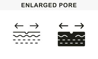 soins de la peau, purifier, peeling symbole collection. pore ouverture cosmétologie problème pictogramme. peau pore agrandir, beauté procédure ligne et silhouette noir icône ensemble. isolé vecteur illustration.