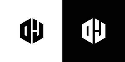lettre o j polygone, hexagonal minimal et professionnel logo conception sur noir et blanc Contexte vecteur