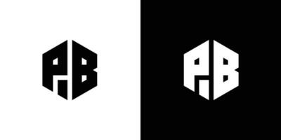 lettre p b polygone, hexagonal minimal et professionnel logo conception sur noir et blanc Contexte vecteur