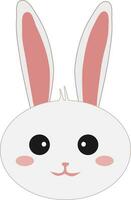 mignonne blanc lapin affronter. dessin animé vecteur illustration.