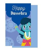 joyeux festival de dussehra en inde, dessin animé religieux seigneur rama, carte de fond de décoration de mandalas vecteur