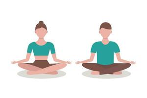 Jeune gens dans lotus position. vecteur illustration dans plat style.