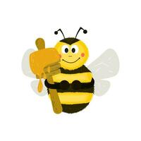 mignonne abeille avec mon chéri cuillère vecteur