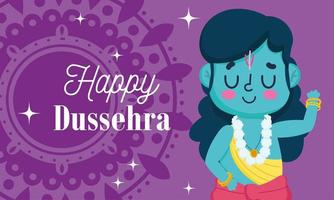 joyeux festival de dussehra en inde, carte de mandala seigneur rama, rituel religieux traditionnel vecteur