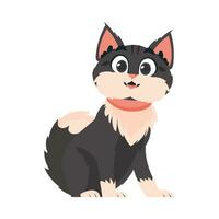 marrant noir chat. souriant chaton. dessin animé style, vecteur illustration