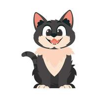 marrant noir chat. souriant chaton. dessin animé style, vecteur illustration