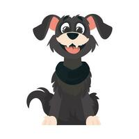 marrant noir chien. souriant chien. dessin animé style, vecteur illustration