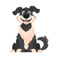 marrant noir chien. souriant chien. dessin animé style, vecteur illustration