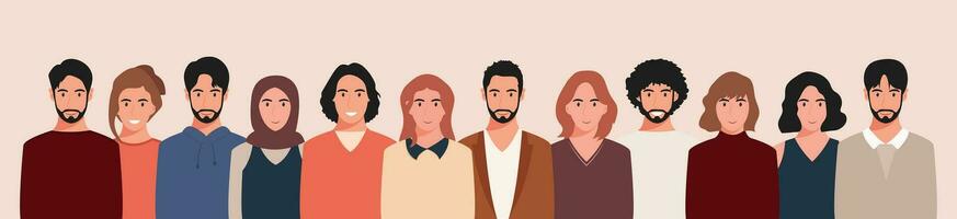 une groupe de gens de différent des cultures et traditions. diversité. diverse multiracial et multiculturel groupes de personnes. vecteur illustration dans plat style.