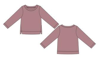 longue manche t chemise chemisier hauts technique dessin mode plat esquisser vecteur illustration modèle pour aux femmes.