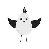 monochrome oiseau griffonnage pour décoration. dessin animé mignonne oiseau illustration. dessiné à la main oiseau illustration. vecteur
