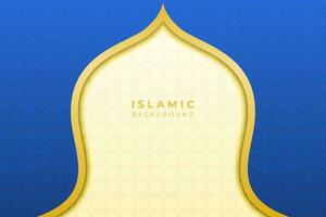 vecteur Contexte islamique dans incurvé et encadré avec ornements, avec crème et bleu principale couleurs, adapté pour fonds d'écran, présentations, ramadan, ied, affiches et religieux célébrations.