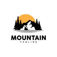 Montagne logo, la nature paysage vue conception, grimpeurs et aventure, modèle illustration vecteur