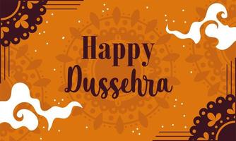 joyeux festival de dussehra en inde, carte de lettrage rituel religieux traditionnel vecteur