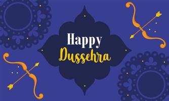 joyeux festival de dussehra en inde, rituel religieux traditionnel, carte de voeux avec arc et flèche vecteur